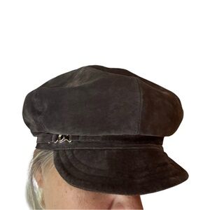 Nine West Brown Suede Cap with Gold Buckle Detail NWOT